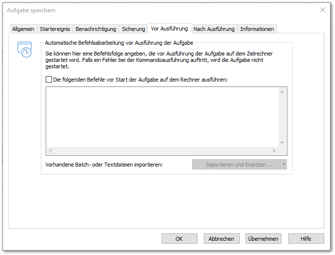 Befehle vor einer Aufgabe ausführen