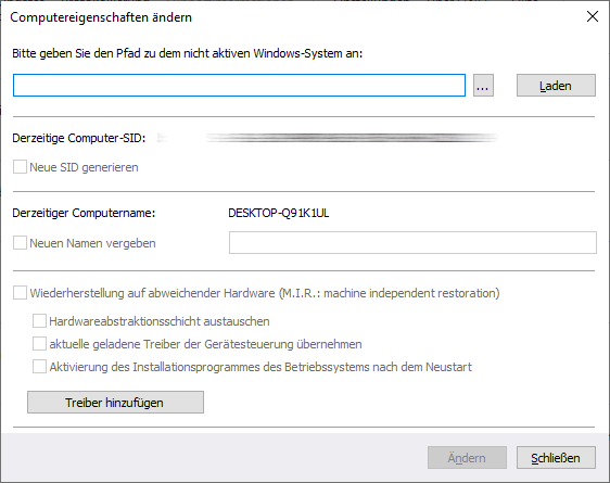 Computereigenschaften manuell ändern