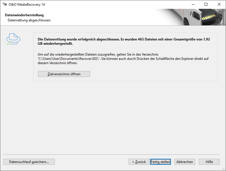 Abschluss der Datenrettung