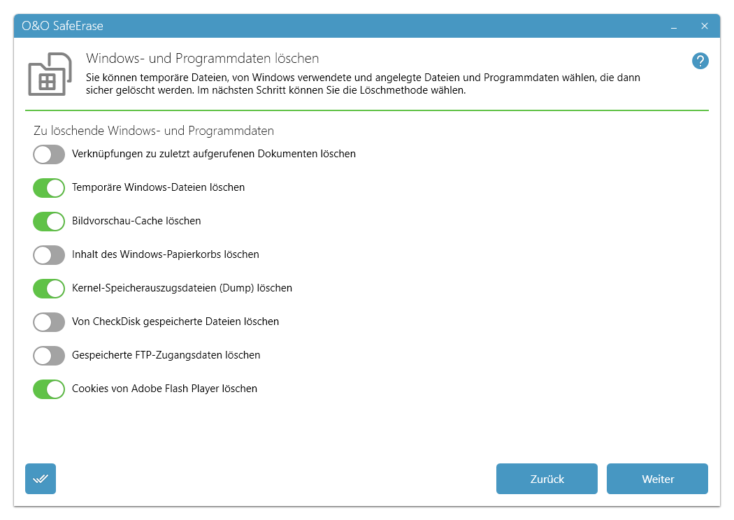 Windows und Programmdaten löschen